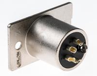 nc4mp Neutrik Panel Mount XLR Connector, Male, 50 V, 4 Way, Silver over Nickel Plating