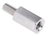 806-6718 RS PRO Standoff, M4 x M4 Thread, 12mm Body, Brass, Male/Female, 8mm Stud