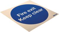 763-1945 Vinyl Fire Safety Sign, Fire exit Keep clear With English Text Self-Adhesive