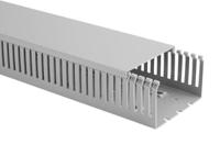 184-10068-htwd-pn-25x40-pvc-gy HellermannTyton HTWD-PN Grey Slotted Panel Trunking - Wide Slot, W25 mm x D40mm, L2m, PVC
