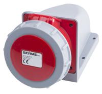 5171657-7 Scame, Optima IP67 Red Wall Mount 6P + E Right Angle Industrial Power Socket, Rated At 16A, 415 V