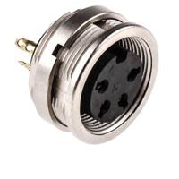 0304-04 Lumberg 4 Pole Din Socket, DIN EN 60529, 5A, 250 V ac IP68, Female, Panel Mount