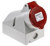 105 MENNEKES IP44 Red Wall Mount 4P 25 ° Industrial Power Socket, Rated At 16A, 400 V