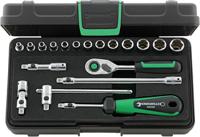 96011180 STAHLWILLE 19-Piece Metric 1/4 in Standard Socket Set with Ratchet, 6 point