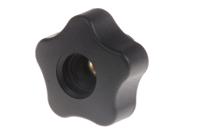 69848 Elesa  Black Multiple Lobes Clamping Knob, M6, Threaded Through Hole