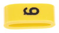 901-10487 HellermannTyton Ovalgrip Slide On Cable Markers, Black on Yellow, Pre-printed "9", 1.8 → 6.0mm Cable,