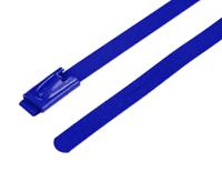 743-6298 RS PRO Cable Tie, Roller Ball, 150mm x 4.6 mm, Blue Polyester Coated Stainless Steel, Pk-100