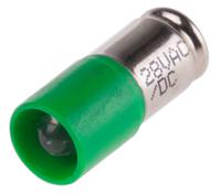 203-789 RS PRO Green LED Indicator Lamp, 28V ac/dc, Midget Groove Base, 6mm Diameter, 1610mcd