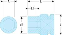 nm54a Facom 54mm, 1 in Drive Impact Socket, 80 mm length