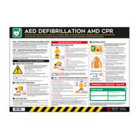 16223 AED Defibrillation and CPR Safety Poster, PVC, English, 420 mm, 594mm