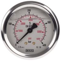9314203 WIKA G 1/4 Analogue Pressure Gauge 400bar Back Entry 63mm Outside Diameter