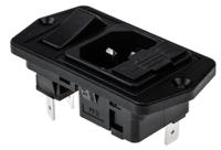 bva01z000001 Bulgin C14 Flange Mount IEC Connector Male, 10A, 250 V, Fuse Size 5 x 20mm