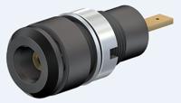 659098-21 Staubli Black Female Banana Socket, 2mm Connector, Tab Termination, 10A, 600V, Gold Plating