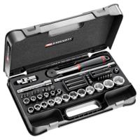 s851 Facom 48-Piece Metric 1/2 in Standard Socket/Bit Set with Ratchet, 6 point