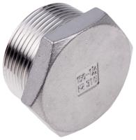 499-3669 RS PRO Stainless Steel Pipe Fitting Hexagon Plug, Male R 1-1/2in