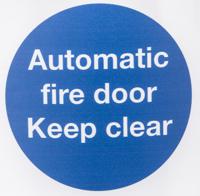 146-353 Vinyl Polyester Fire Safety Sign, Automatic Fire Door Keep Clear With English Text Self-Adhesive