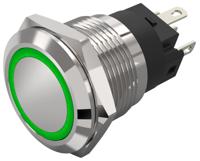 82-55512133 EAO 82 Series Illuminated Illuminated Push Button Switch, Latching, Panel Mount, 19mm Cutout, SPDT, Green LED, 240V,