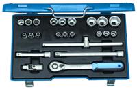 19-emu-20 Gedore 23-Piece Imperial, Metric 1/2 in Standard Socket Set with Ratchet, 6 point; 12 point