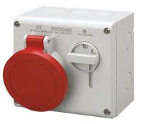 5001686 Scame Switchable IP44 Industrial Interlock Socket 3P+E, Earthing Position 6h, 16A, 415 V