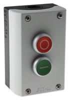 216529-m22-i2-m1 Eaton Momentary Enclosed Push Button - 2NO/2NC, Plastic, 2 Cutouts, Red/Green, O/I, IP67