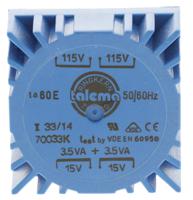 70033k Nuvotem Talema 115 V ac, 230 V ac, 2 x 15V ac Toroidal Transformer, 7VA 2 Output