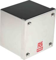 121-9693 RS PRO 304 Stainless Steel Satin Square Adaptable Enclosure Box, 100mm x 100mm x 85mm