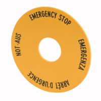 216483-m22-xbk1 Eaton Label for Use with RMQ Titan Series, Arrêt d'urgence - Emergency Stop - Emergenza - Not-Aus