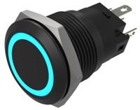 82-59512124 EAO Series 82 Series Illuminated Push Button Switch, Maintained, Flush Mount, 19mm Cutout, SPST, SPST, Blue LED, 24V,