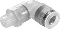 npqp-l-r18-q8-fd-p10 Festo NPQP Series Elbow Threaded Adaptor, R 1/8 Male to Push In 8 mm, Threaded-to-Tube Connection Style, 133055