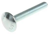 512-1001 Bright Zinc Plated Steel Coach Bolt, M6 x 40mm