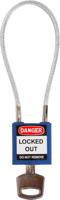 compact-cable-padlock-blue-20cm-kd Brady Blue 1-Lock Rugged Reinforced Nylon Body with Sheathed Steel Cable Keyed Padlocks & Safety Padlocks, 4.7mm Shackle