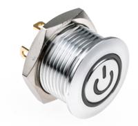 175-8731 RS PRO Illuminated Push Button Switch, Momentary, Panel Mount, 16mm Cutout, SPST, Blue LED, 36V dc, IP67