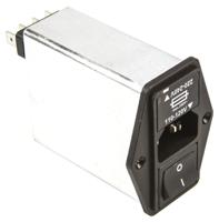fn393-6-05-11 Schaffner 6A, 250 V ac Male Panel Mount IEC Filter 2 Pole FN393-6-05-11, Faston 1 Fuse