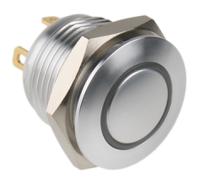 175-8516 RS PRO Illuminated Push Button Switch, Momentary, Panel Mount, 16mm Cutout, SPST, Red LED, 36V dc, IP67