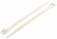 666-4704 RS PRO Cable Tie, Double Locking, 180mm x 9 mm, Natural Nylon, Pk-100
