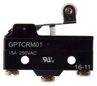 gptcrm01 ZF Short Roller Lever Micro Switch, Screw Terminal, 15 A @ 250 V ac, SPDT