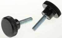 702-7541 RS PRO Black Knurled Clamping Knob, M5, Threaded Stud