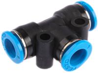 qsmt-6 Festo QSMT Series Tee Tube-to-Tube Adaptor Push In 6 mm, Push In 6 mm to Push In 6 mm, Tube-to-Tube Connection Style,