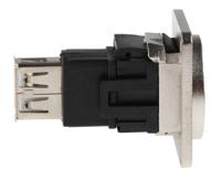 907-5628 RS PRO Straight, Panel Mount, Socket to Socket- Dual Port Type B to A 2.0 USB Connector
