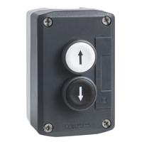 xald222 Schneider Electric Spring Return Enclosed Push Button, Polycarbonate, 1 Cutouts, Black/White, Down Arrow, Up Arrow,