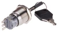 877-1999 RS PRO IP40 Key Switch, SPDT, 5 A 2-Way Common-Key