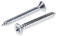 546-5547 RS PRO Bright Zinc Plated Steel Countersunk Head Self Tapping Screw, N°8 x 1.1/4in Long 32mm Long