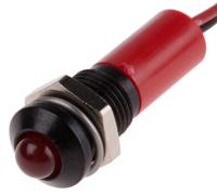 723-9549 RS PRO Red Panel Mount Indicator, 24V dc, 8mm Mounting Hole Size, Lead Wires Termination, IP67