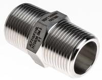 826-7065 RS PRO Stainless Steel Pipe Fitting, Straight Hexagon Nipple Joint, Male R 1in x Male R 1in