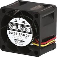 9gx3612p3k001 Sanyo Denki 9GX Series Axial Fan, 12 V dc, DC Operation, 24.4cfm, 15.6W, 1.3A Max, 36 x 36 x 28mm