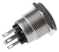 mpi00228d4 Bulgin MPI002 Series Illuminated Push Button Switch, Momentary, Panel Mount, 19.2mm Cutout, SPST, Red/Blue LED, 24V dc,