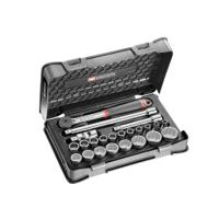s161-3p12 Facom 23-Piece Metric 1/2 in Standard Socket Set with Ratchet, 12 point