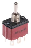 3647nf2 APEM Toggle Switch, Panel Mount, (On)-Off-(On), DPST, Tab Terminal, 28V dc