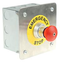 emshtfco Craig & Derricott Stay Put Control Station Switch - SPDT, Stainless Steel, 9 Cutouts, Red, Emergency Stop, IP65