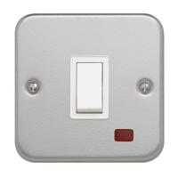cla3797 Contactum White Metal Clad Switch, 1 Gang, Metal Clad
